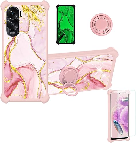 Miniatura 1 de Funda para Honor X50i 5G, compatible con Honor X50i 5G, con protector de pantalla de vidrio templado, policarbonato duro + silicona suave, soporte