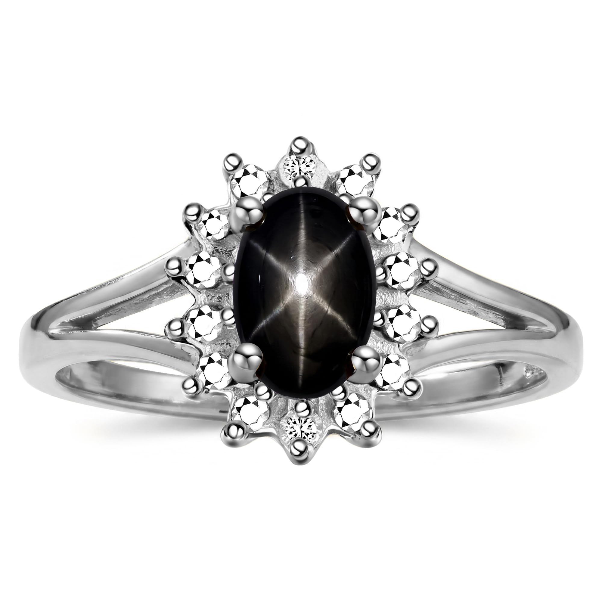 Rylos Halo Ring: Diamond Birthstone with 6X4MM Oval Gemstone - Women's Jewelry in Sterling Silver - Stunning Diamond Ring Sizes 5-10