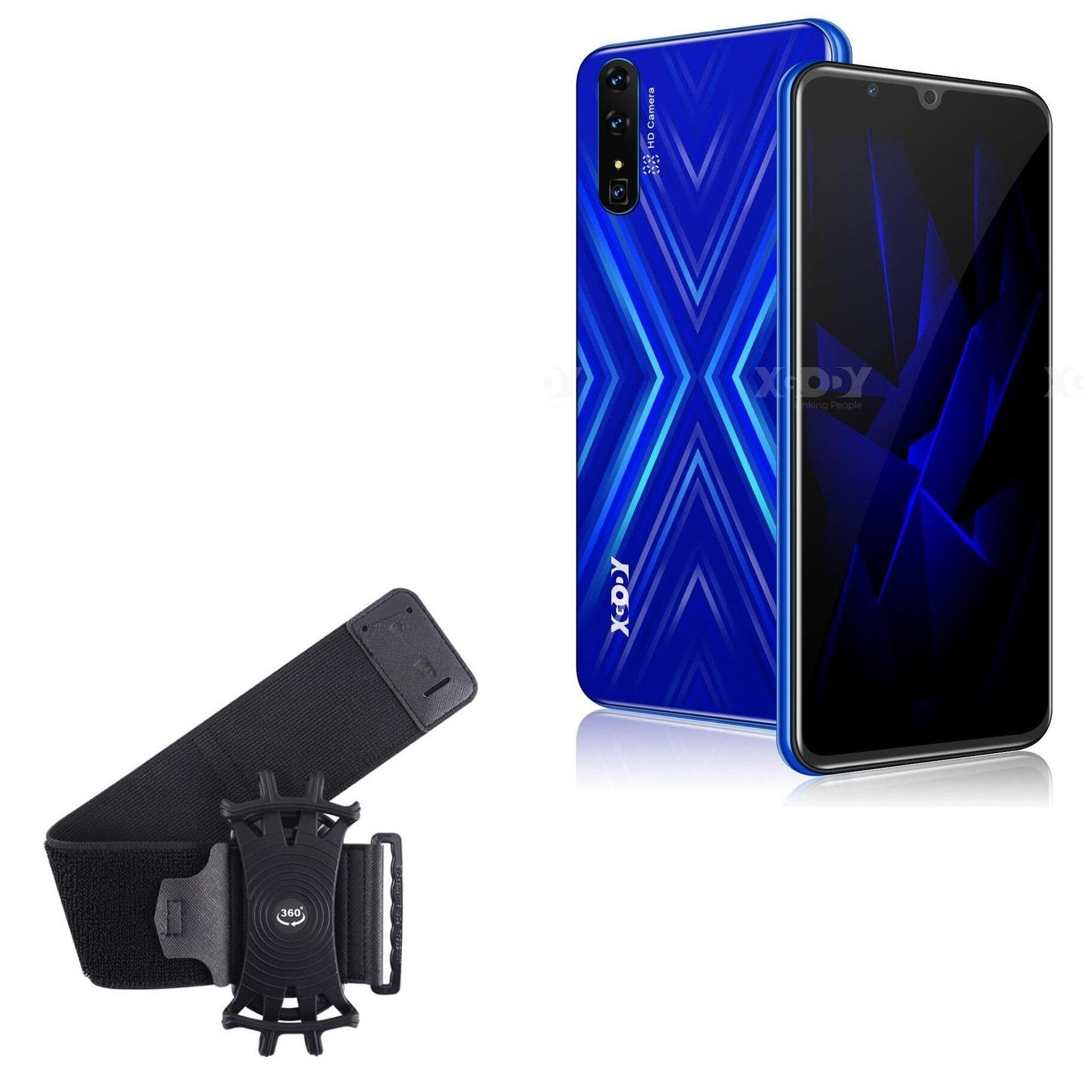 BoxWave Holster Compatible with Xgody Mate X - ActiveStretch Sport Armband, Adjustable Armband for Workout and Running - Jet Black