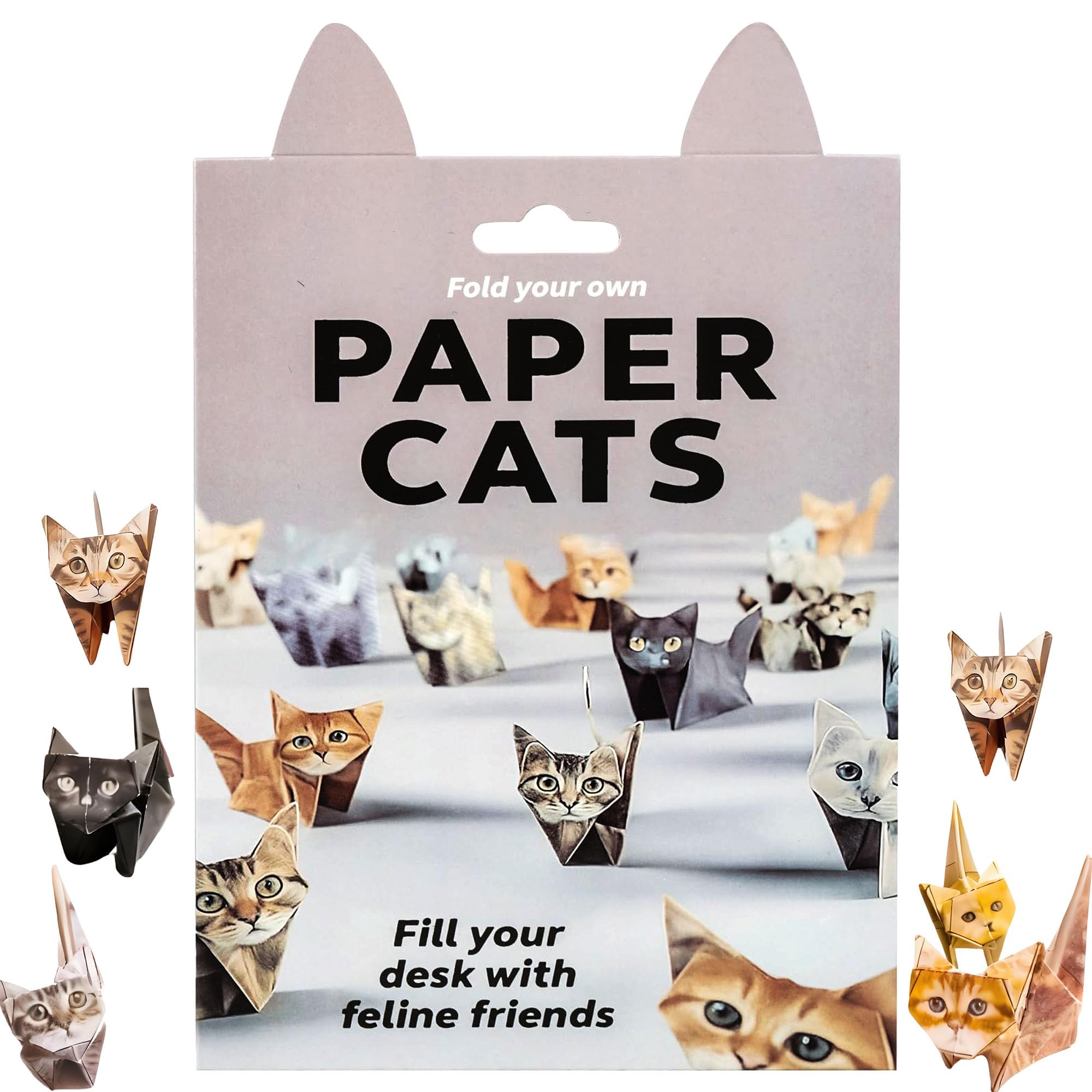 Paper Cats Origami Kit, 50 Sheets DIY Fold Your Own Paper Cat Figures, Creative 3D Cat Craft Activity for Adults & Kids, Unique Cat Lover Gift & Desk Decoration