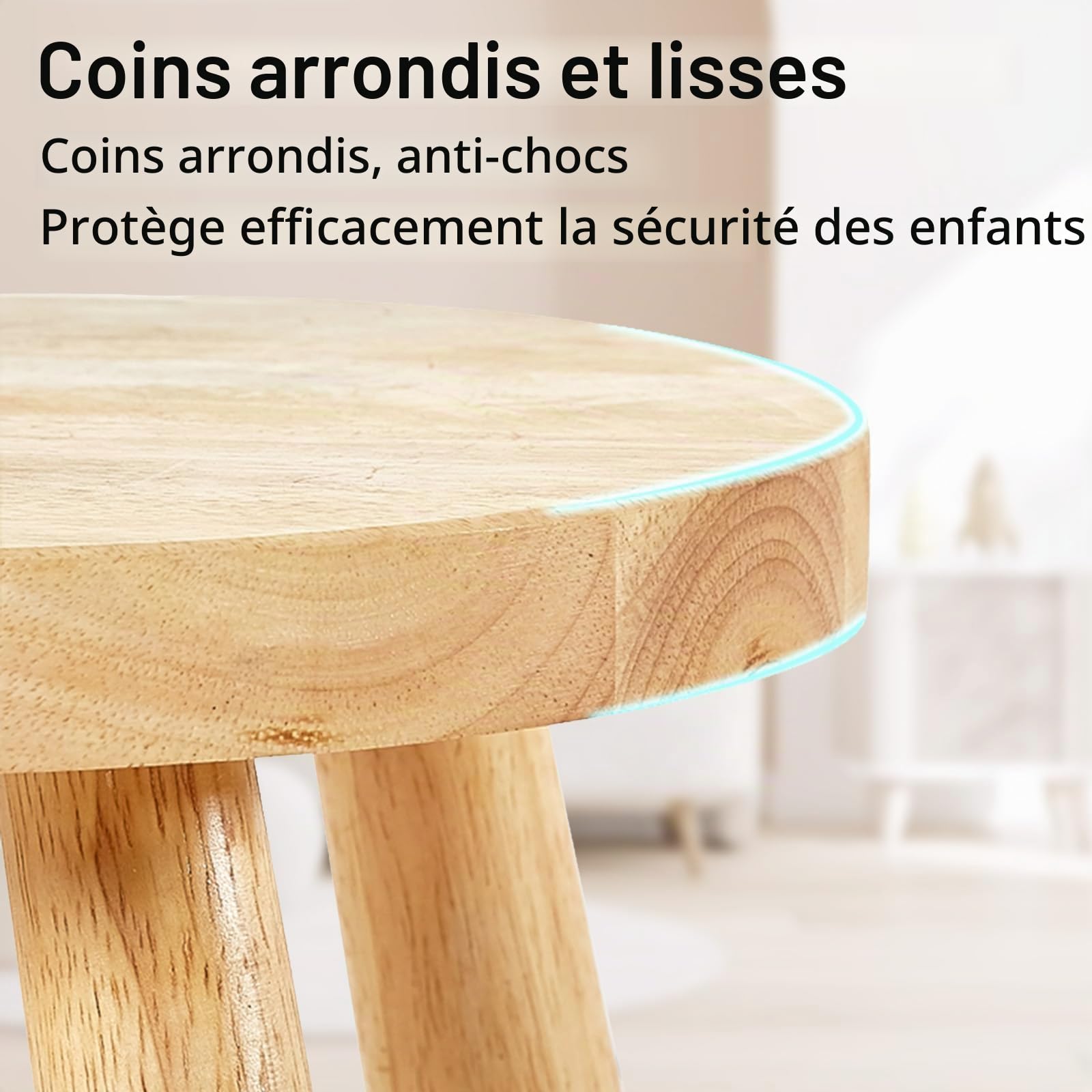 Chaise en Bois Massif Pour Enfant Avec Dossier Oreilles de Lapin, Dispositif Antidérapant, Hévéa Pour Chambre 25cm