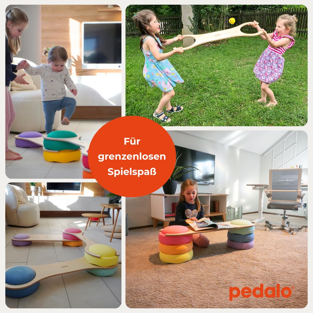 Pedalo® Zestaw klocków do układania w stos, zestaw 3 szt., zręczność, kreatywna zabawa, możliwość łączenia z kamieniem do układania w stos, krajobrazy ruchowe, budowanie, poprawa motoryki, deska do