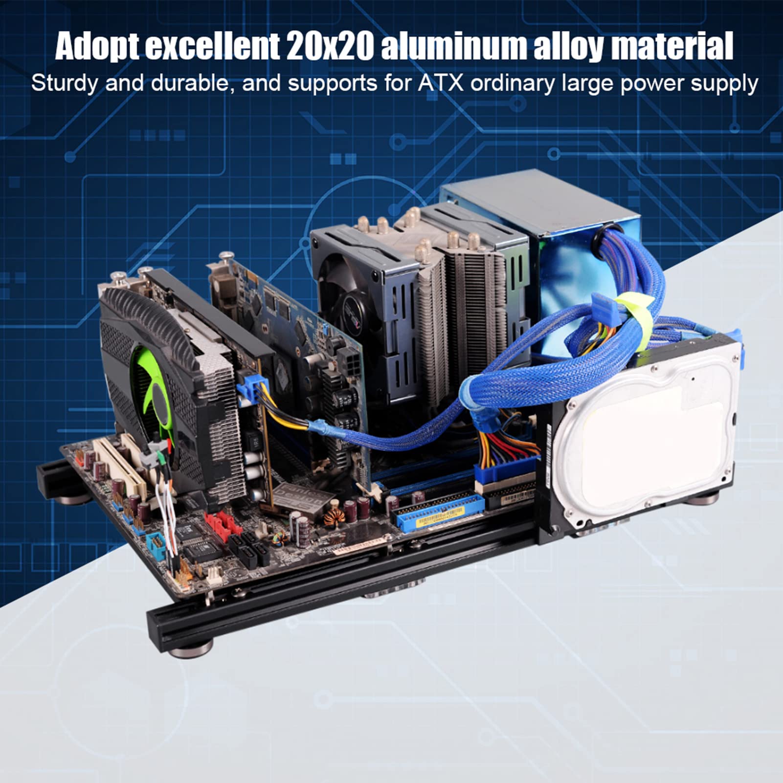 Case per PC ATX a Telaio Aperto Fai-da-te, Chassis per Computer in Lega di Alluminio Leggero con Facile Assemblaggio, per Test di Overclocking di Schede Madri MATX e ITX.