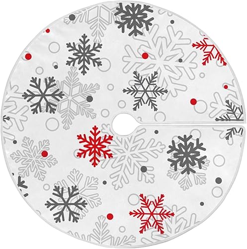 Falda de árbol de Navidad con copos de nieve de Navidad, decoración de árbol de Navidad, 35.4 pulgadas, falda de árbol lavable para Navidad,