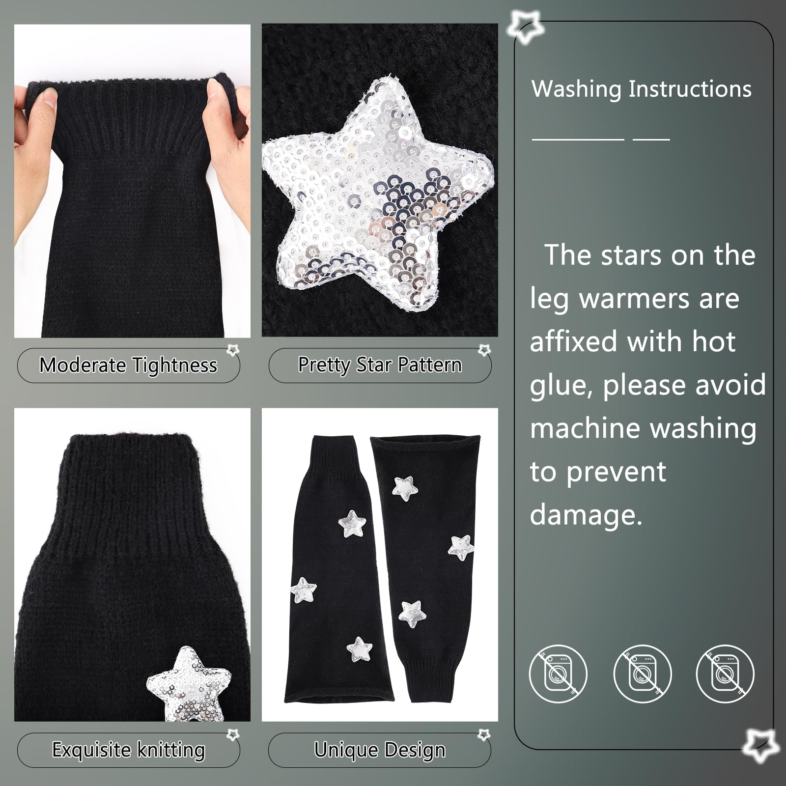 Junely 2 Pairs Leg Warmers for Women Kawaii Leg Warmer Cute Legwarmers Japanese Socks Halloween Goth Emo Gyaru Accessories: Black and White