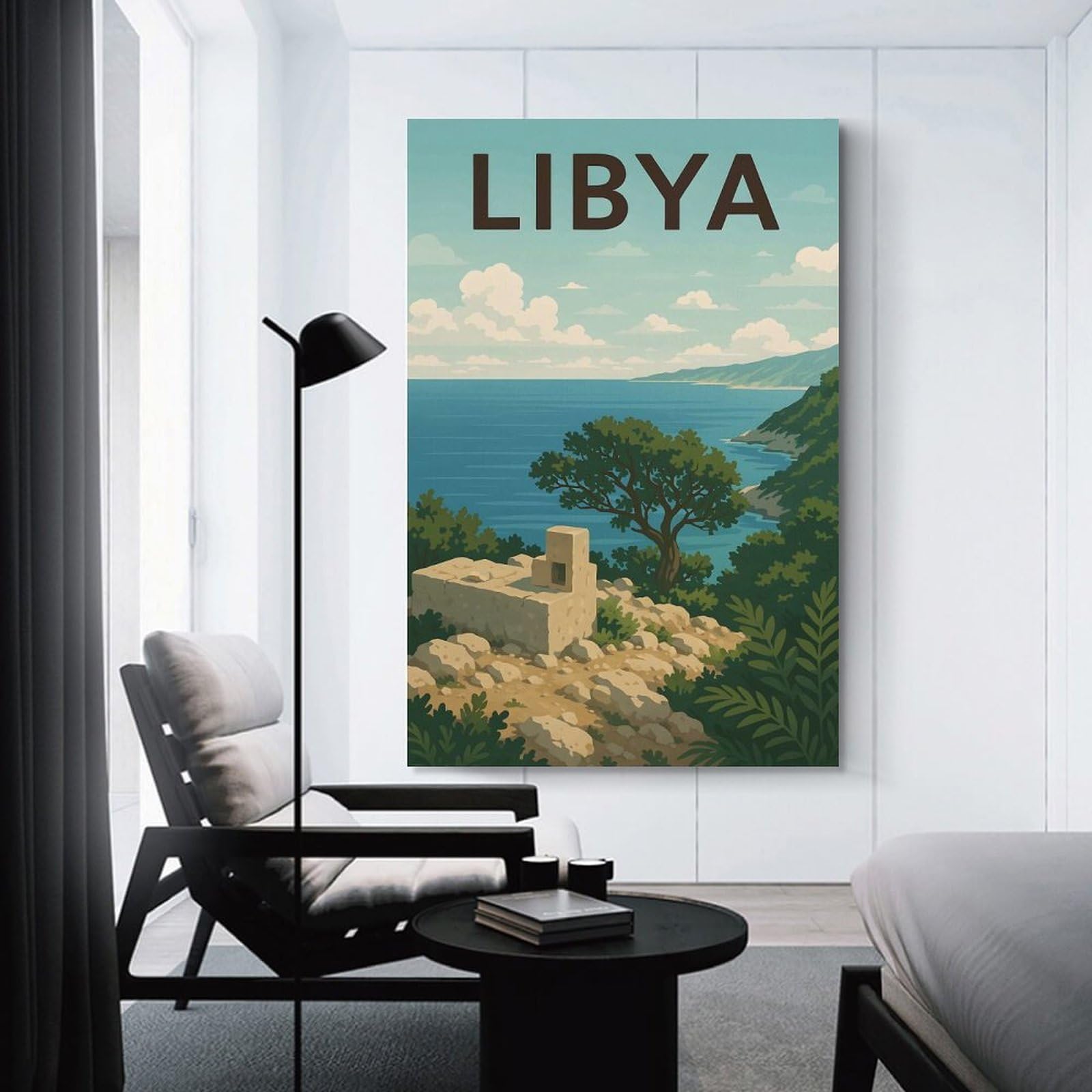 Junmoney Libya Travel Wall Art Print, 20x30inch(50x75cm), for Entrance Spaces, Stair Walls Or Halls, Home Artwork for First Impressions