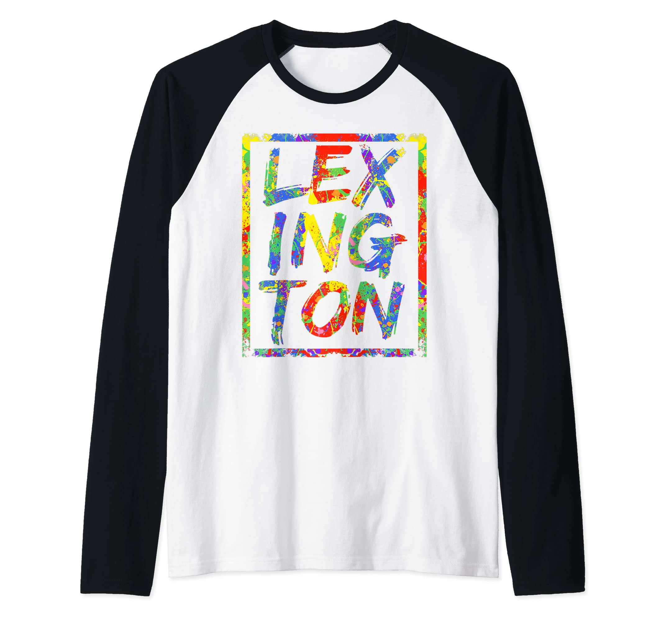 Lexington Colorful 3 Level Art Rainbow Design Gift Lexington Raglan Baseball Tee