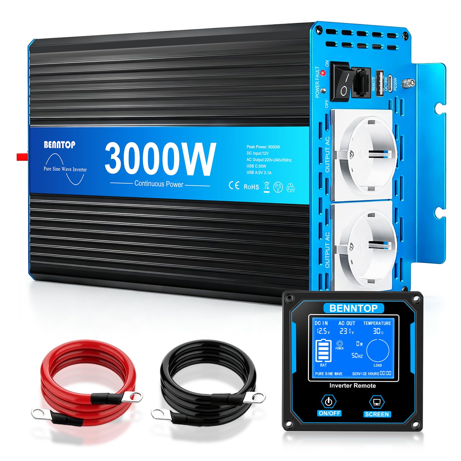 3000W/6000W Inverter 12V 220V Onda Pura Invertitori di corrente