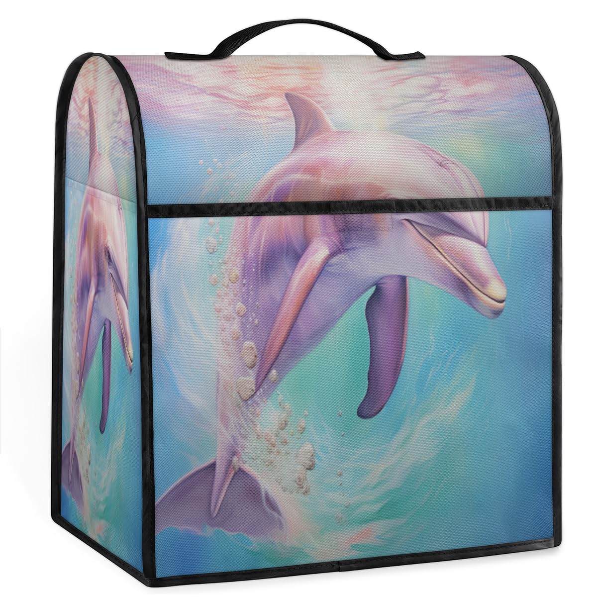 Coffee Maker Cover Ocean Cute Dolphin Kitchen Appliance Covers Small Appliance Covers Blender Cover Juicer Cover Dust Covers for Kitchen Appliances with Top Handle and Pockets,Washable,B79