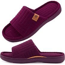 VeraCosy Ladies Open Toe Slippers Terry Cloth Slip on Womens House Shoes