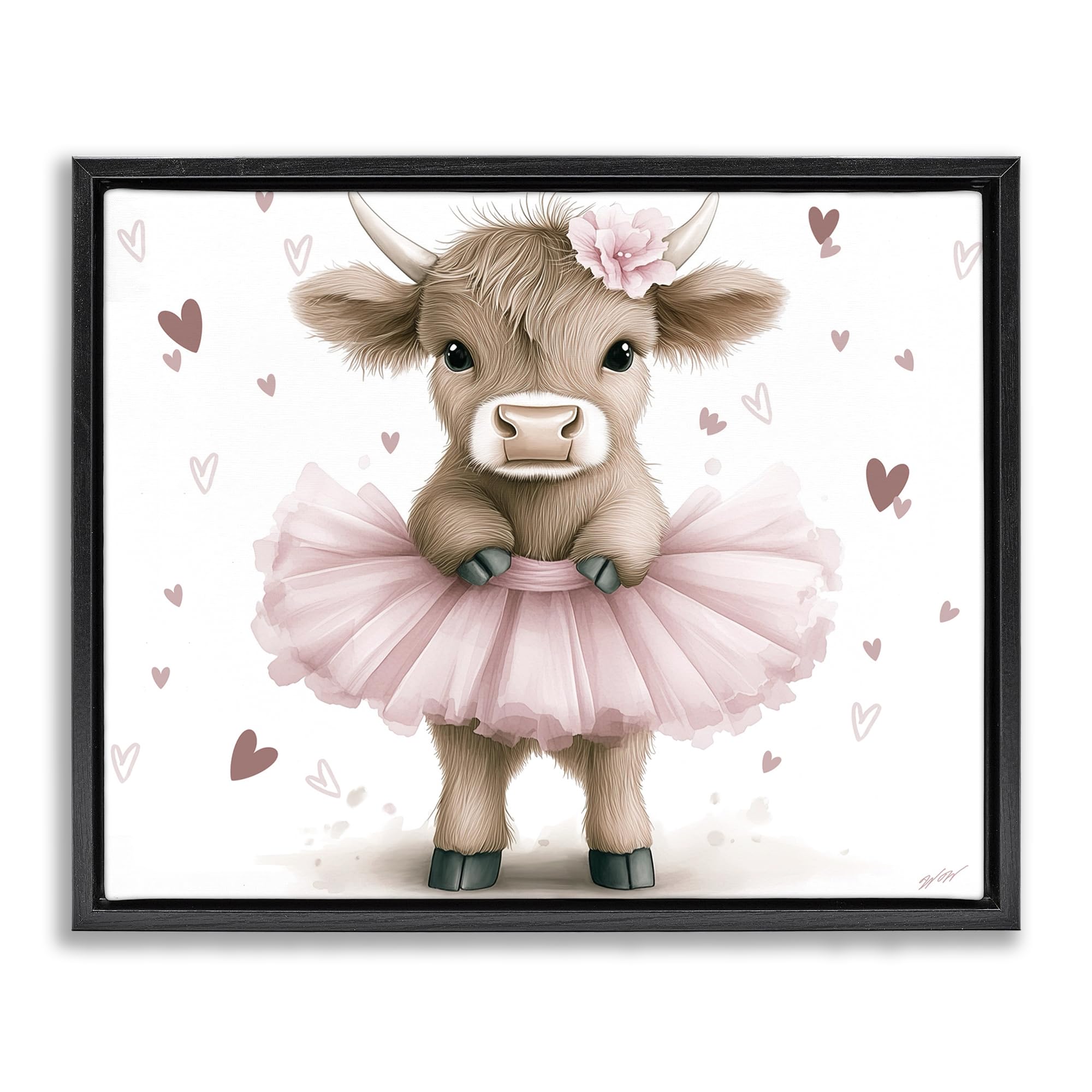 Stupell Industries Jet Black (Matte) 'Baby Calf With Tutu'| Floating Frame Canvas Art