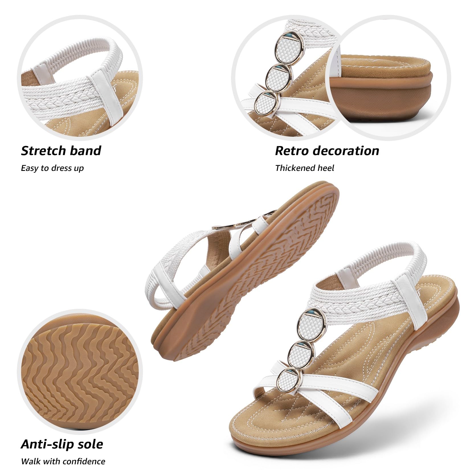 Littleplum Damen Sandalen Arch Support Sandale Riemen Design Stilvolle Sommer Sandalen