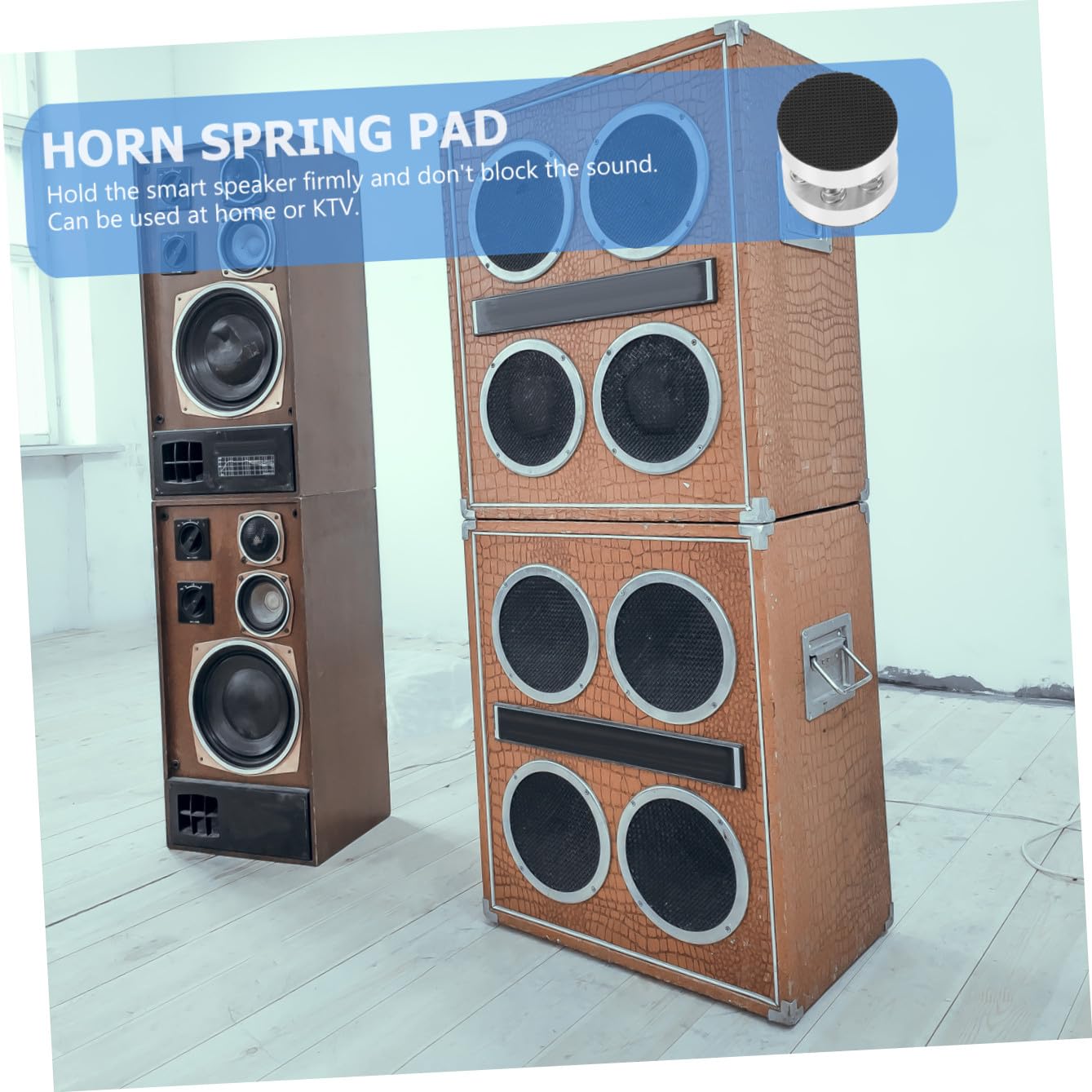 HOMSFOU 4 Pezzi Piedini a Molla per Altoparlanti Antiscivolo in Lega di Alluminio e Gomma, Supporto Stabilizzante per Speaker da Desktop e Ktv, Colore Argento