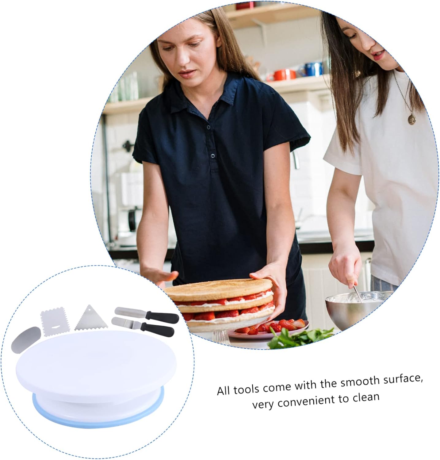 Cake Making Set 6pc Cake Decorating Tools Turntable Non-slip Sturdy for Bakery Home Use