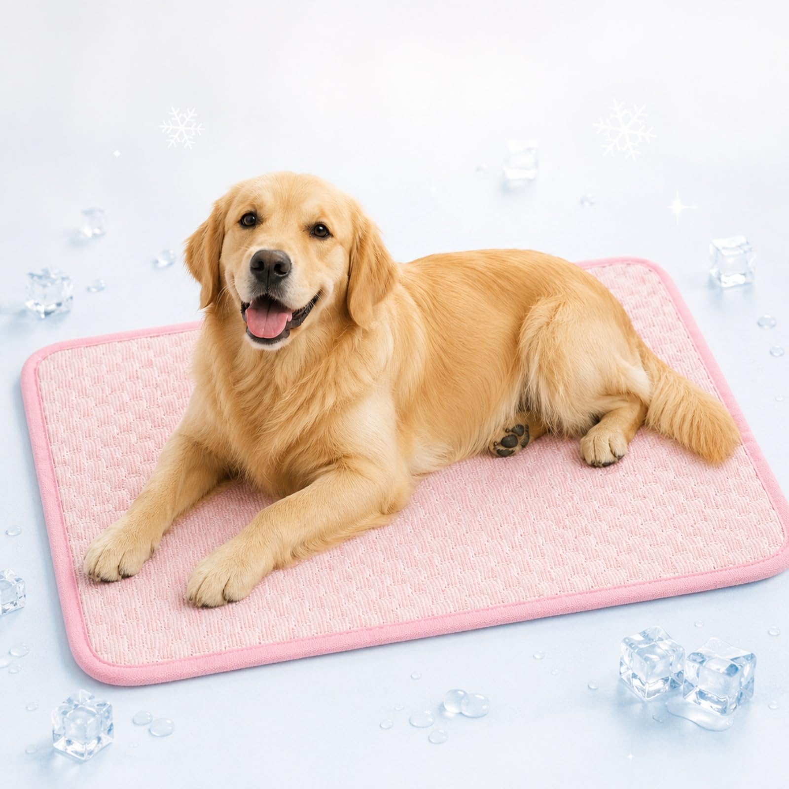 Topzywlc Dog Cooling Mat, Washable Cooling Mat for Dogs & Cats, Soft 3D Massage Bumps Pet Cool Mat with Non-slip Mesh Bottom, Ice-Silk Polyester Material Summer Pet Sleeping Mat (Pink, M)