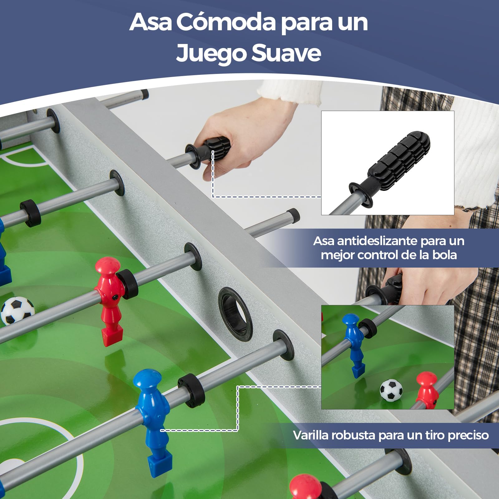COSTWAY Futbolín de Mesa, Juego de Fútbol Estable con 2 Pelotas, Mango Suave, 18 Jugadores Realistas, Pintura Estilo Deportivo, Futbolín Versátil para Sala de Juegos, Oficina, Fiesta