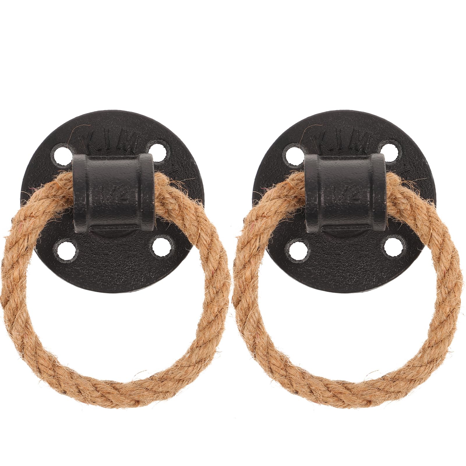 HempRope Cabinet Handles Rustic Drawer Pulls Vintage Iron HempRope Pull with Retro RingBuckle for Kitchen Furniture Dressers Hardware Black