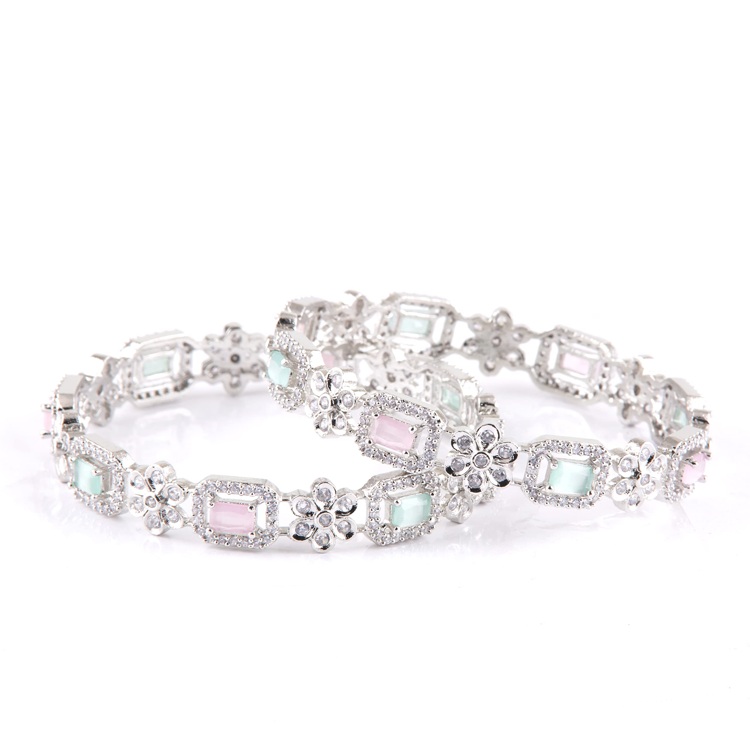 StyledDiva Silver Plated Round American Diamond and CZ Traditional Thick Brass Bangles For Women/Girls(KCBN84304) (2.8) (B0BZPR52Y6) Amazon Price History, Amazon Price Tracker