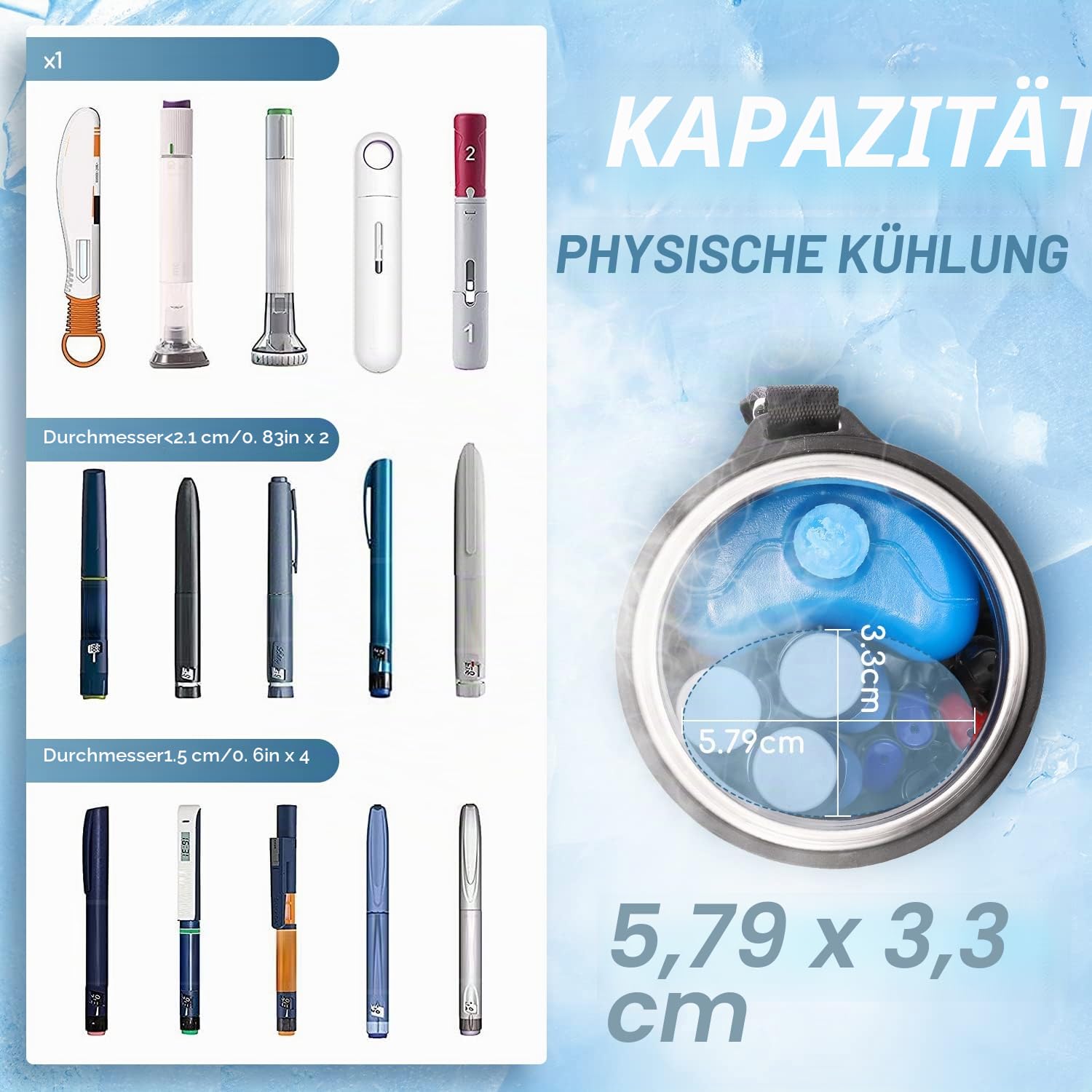 CGOLDENWALL Insulin Kühlbox Elektrisch, Biogel 40H, 2-8℃ Kühlung, Blau