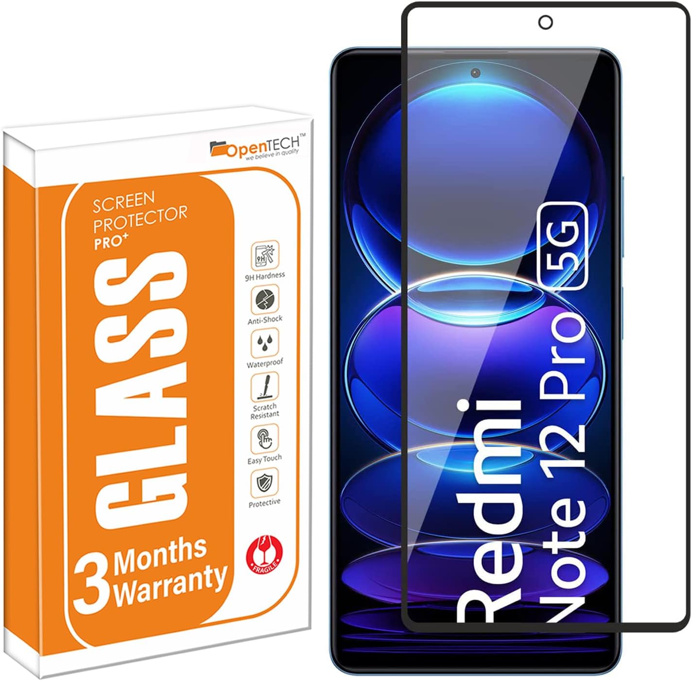 Military-Grade Tempered Glass Screen Protector Compatible for Xiaomi Redmi Note 12 Pro/Note 12 Pro Plus/Note 12 Discovery with Edge to Edge Coverage and Easy Installation kit