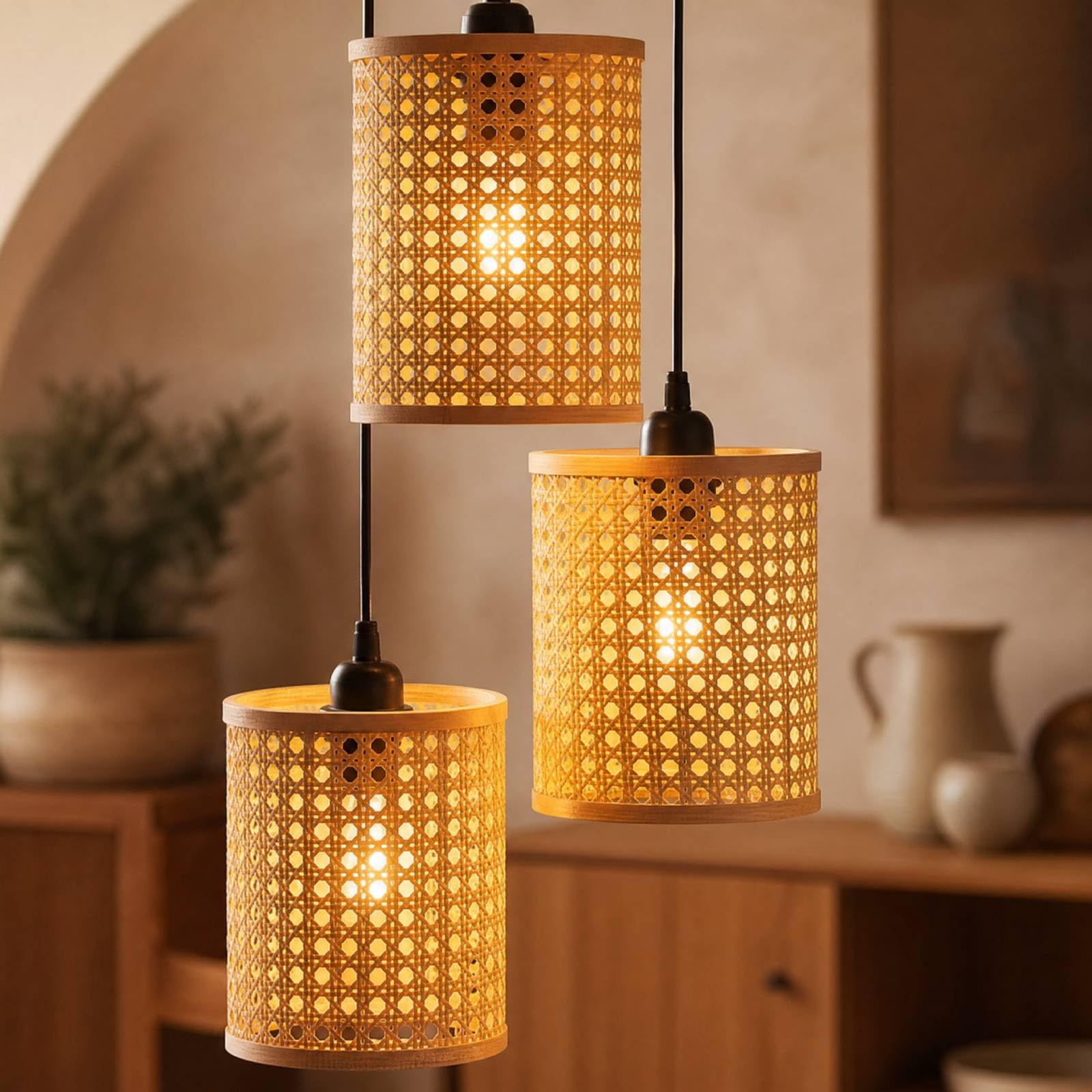 Photo 1 of Gerrii Rattan Lamp Shade - 6.02" H x 4.72" D
