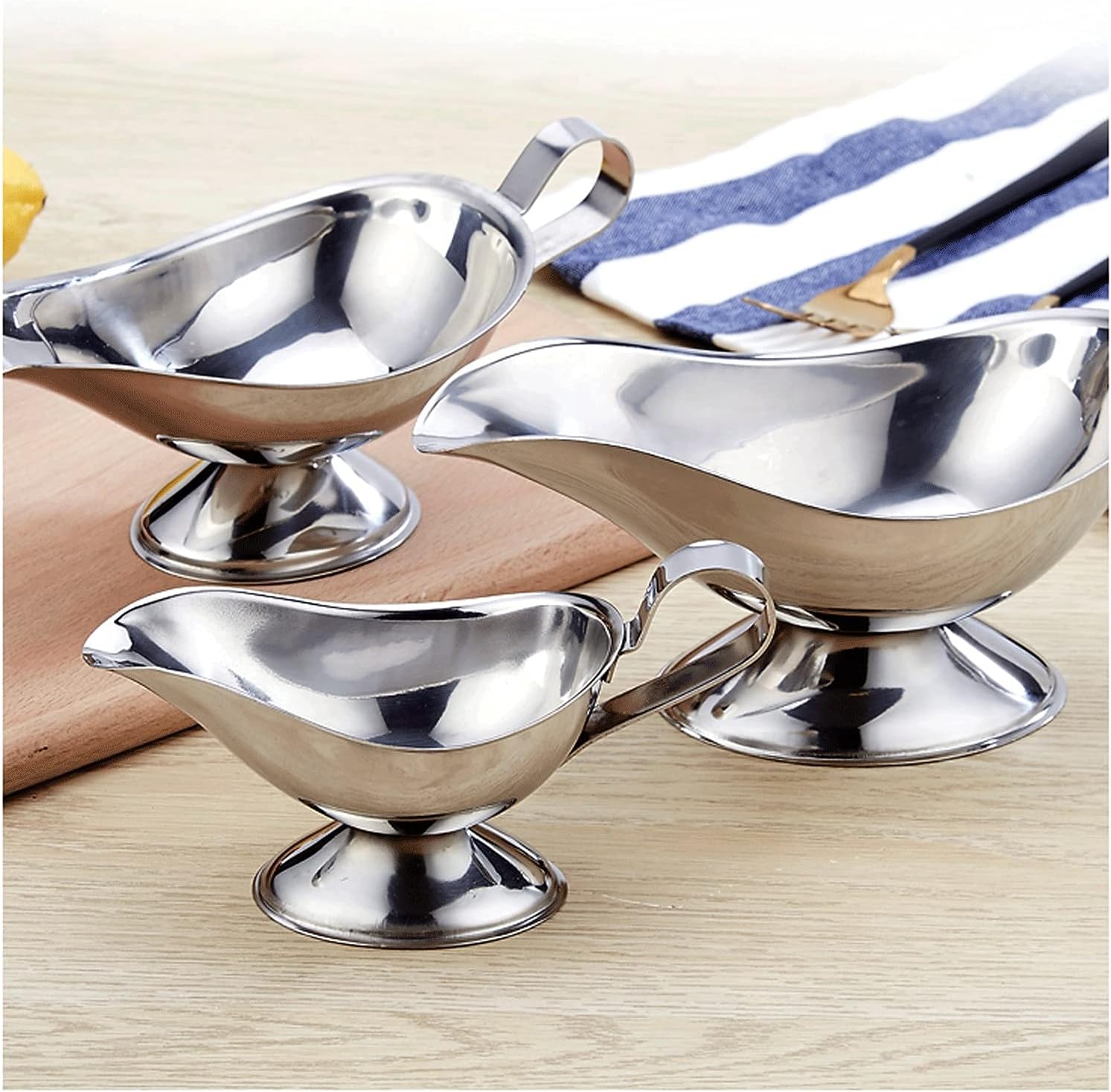 2.7Oz/4.7Oz/7.7OzStainless Steel Salad Dressing Server for Salad Dressings Milk Broth Sauces Creamer Gravy Boat Ceramic with Handle (Size : Medium) (S) (Large)