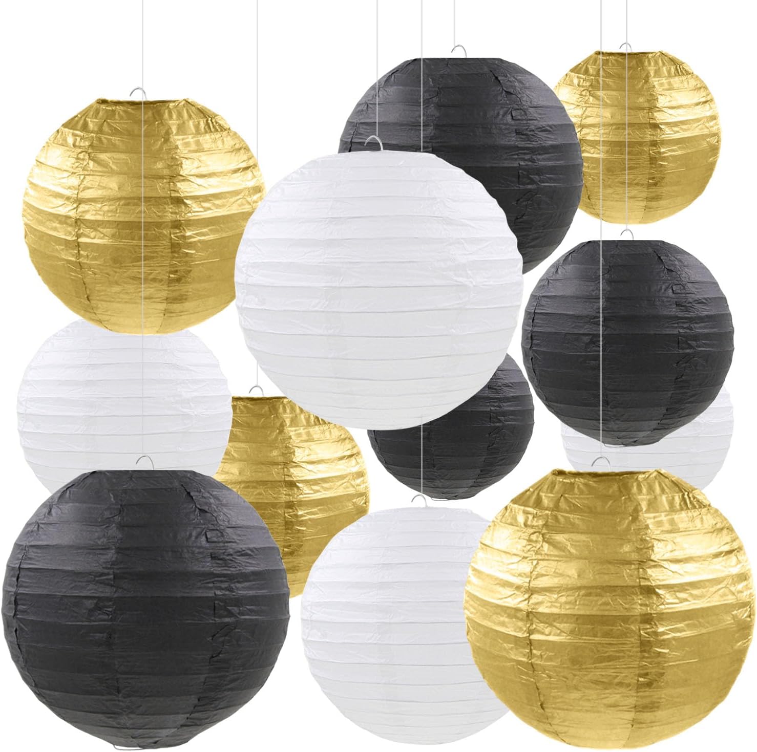 12 Pcs Christmas Paper Lanterns Red Green White Hanging Paper Lanterns for Christmas Graduation Anniversary Wedding Birthday Party Decoration Supplies