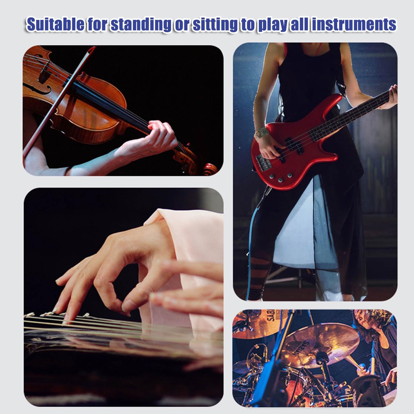 WORDFUN Support pour Partition Guitare Portable, Pupitre De Musique Acrylique Transparent, Pupitre pour Partition en Livres, Réglable en Hauteur 91-141cm, Support De Musique Stabiliser
