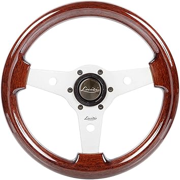 Luisi Italy Imola Mahogany Wood Racing Vintage Steering Wheel 310 mm 12.20 inch Silver Spokes Handcrafted In Italy 33101