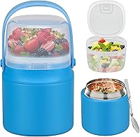 Vista 9 de Termo de sopa de 14 onzas para comida caliente con contenedor de aperitivos de 7 onzas, contenedor de almuerzo aislado a prueba de fugas para niños