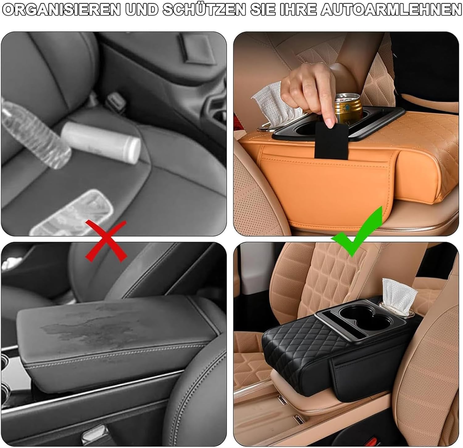 Car Center Console Cover for Kia Sportage NQ5 2022-2025 (Automatic), Leather Center Console Cushion Waterproof Breathable with Storage Bag Protector Pad Interior Accessories,B/Black