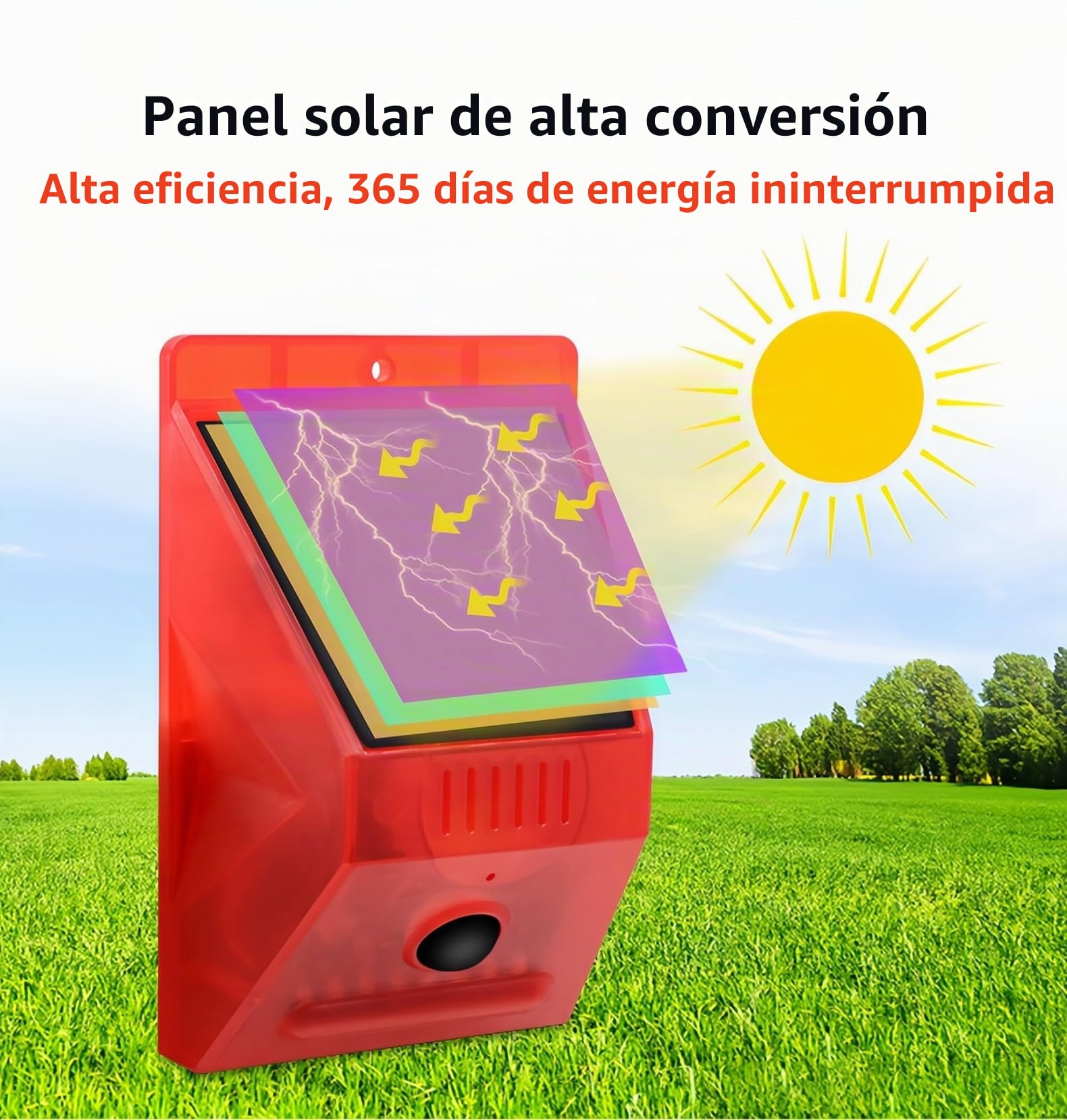 3 Pack Alarma Solar Repelente Luz Estroboscópica Detector Sensor de Movimiento Alarma Exterior 129db Sonido Sirena de Seguridad IP65 Impermeable Protegido para Villa Granero Granja Yard