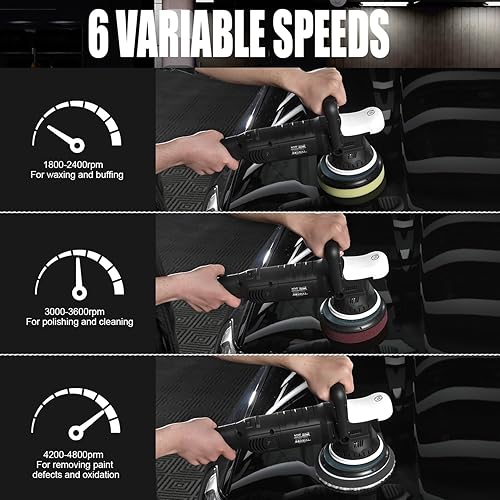Miniatura 4 de Pulidora de búfer para automóvil, pulidora de doble acción de 6 pulgadas para detalles de automóviles, pulidora orbital aleatoria de 0.591 in con 6