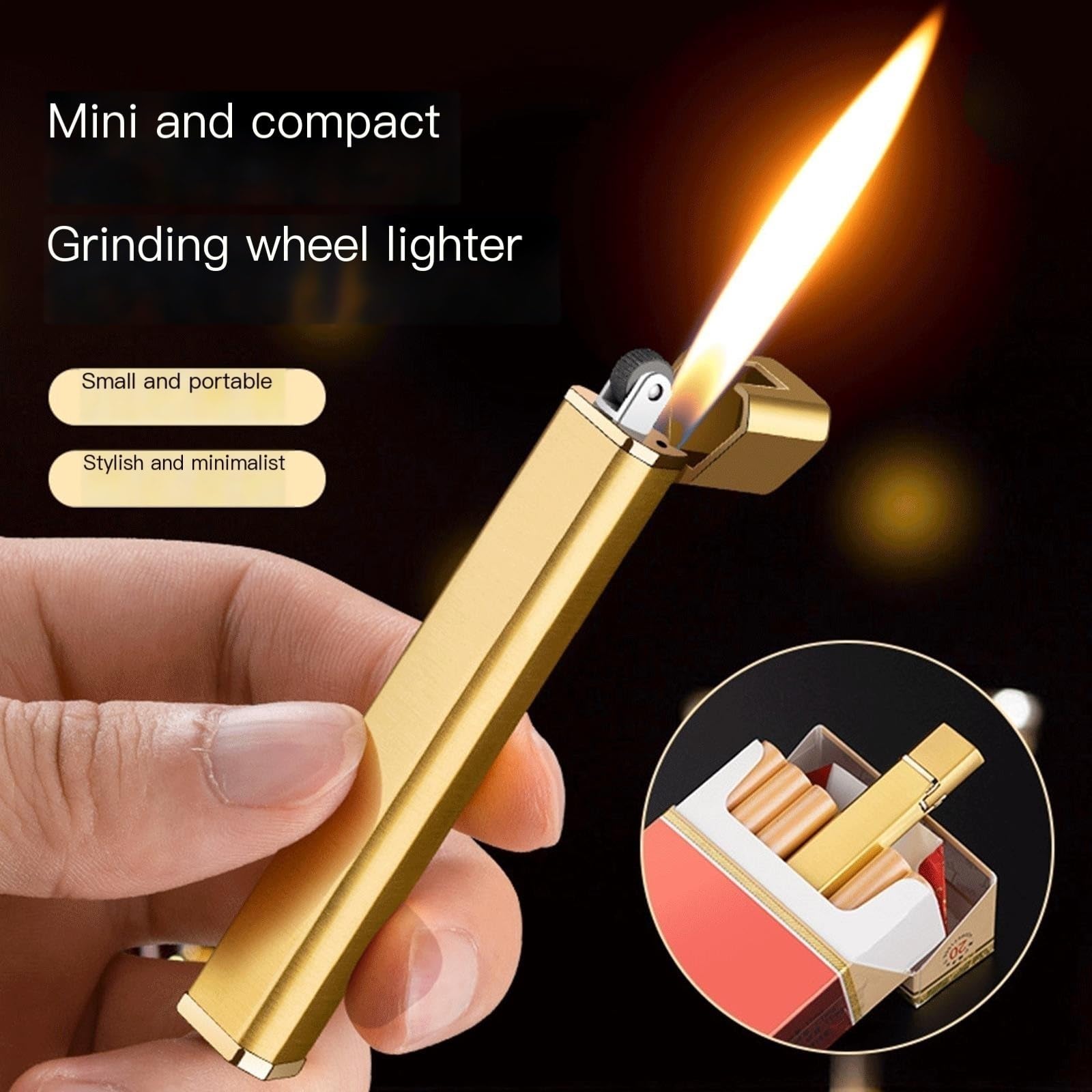 Amazon.com: Compact lighter Lighters Butane Fuel Refillable Mini Lighter  small Portable Adjustable Traditional Flame Lighter for Cigarettes Cigars  Candles Can Be Put In To The Cigarette Box ( Color : Matte white :
