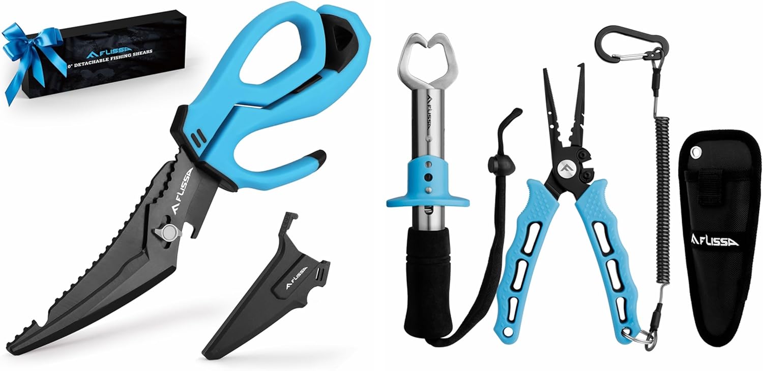 FLISSA Fishing Pliers, Fish Gripper 10" Fishing Scissors