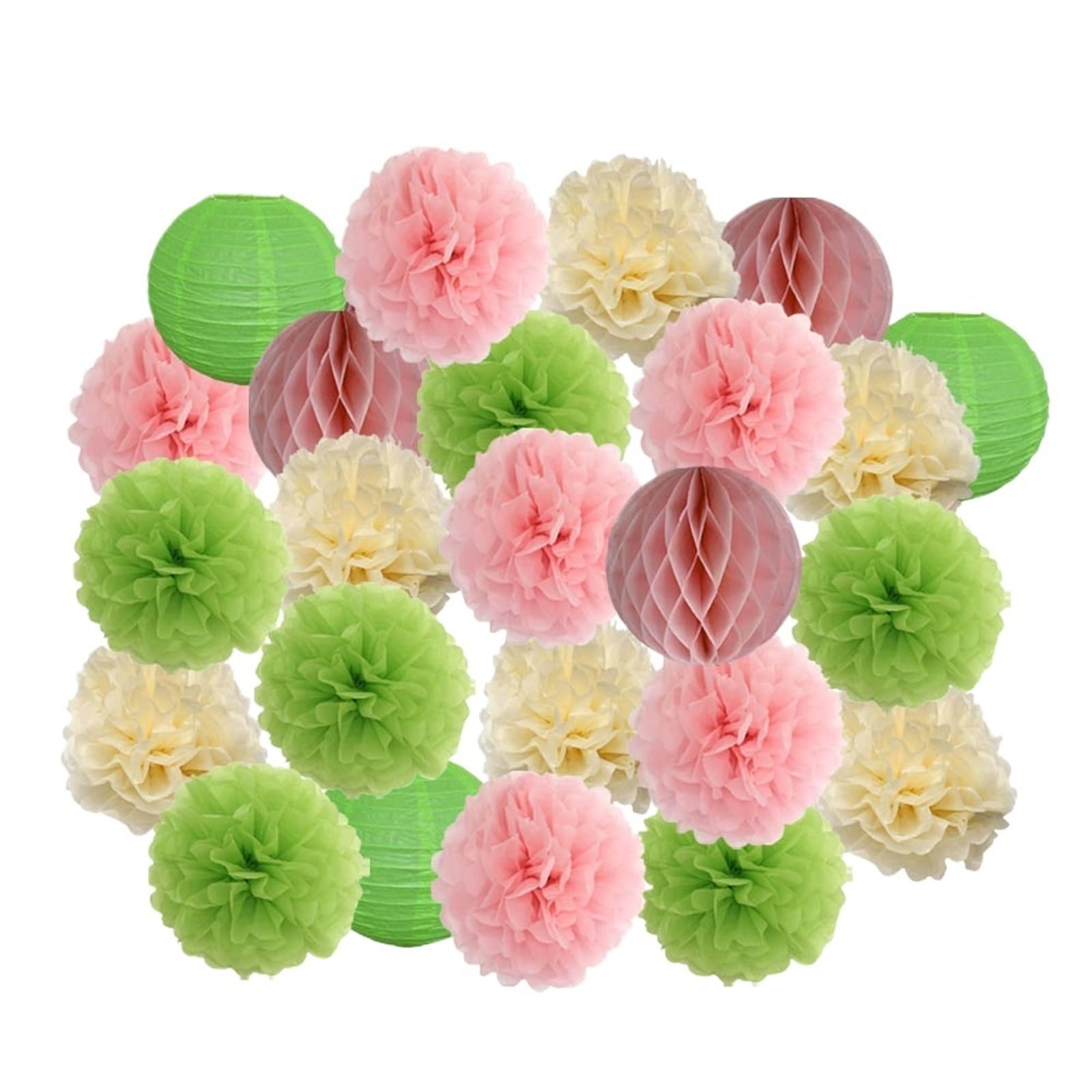 24 pezzi bomboniere da appendere pompon di carta for bambini e bambine compleanno blu scuro matrimonio eventi decorazione lanterne bianche Per Feste, Nozze, Compleanno, Festival