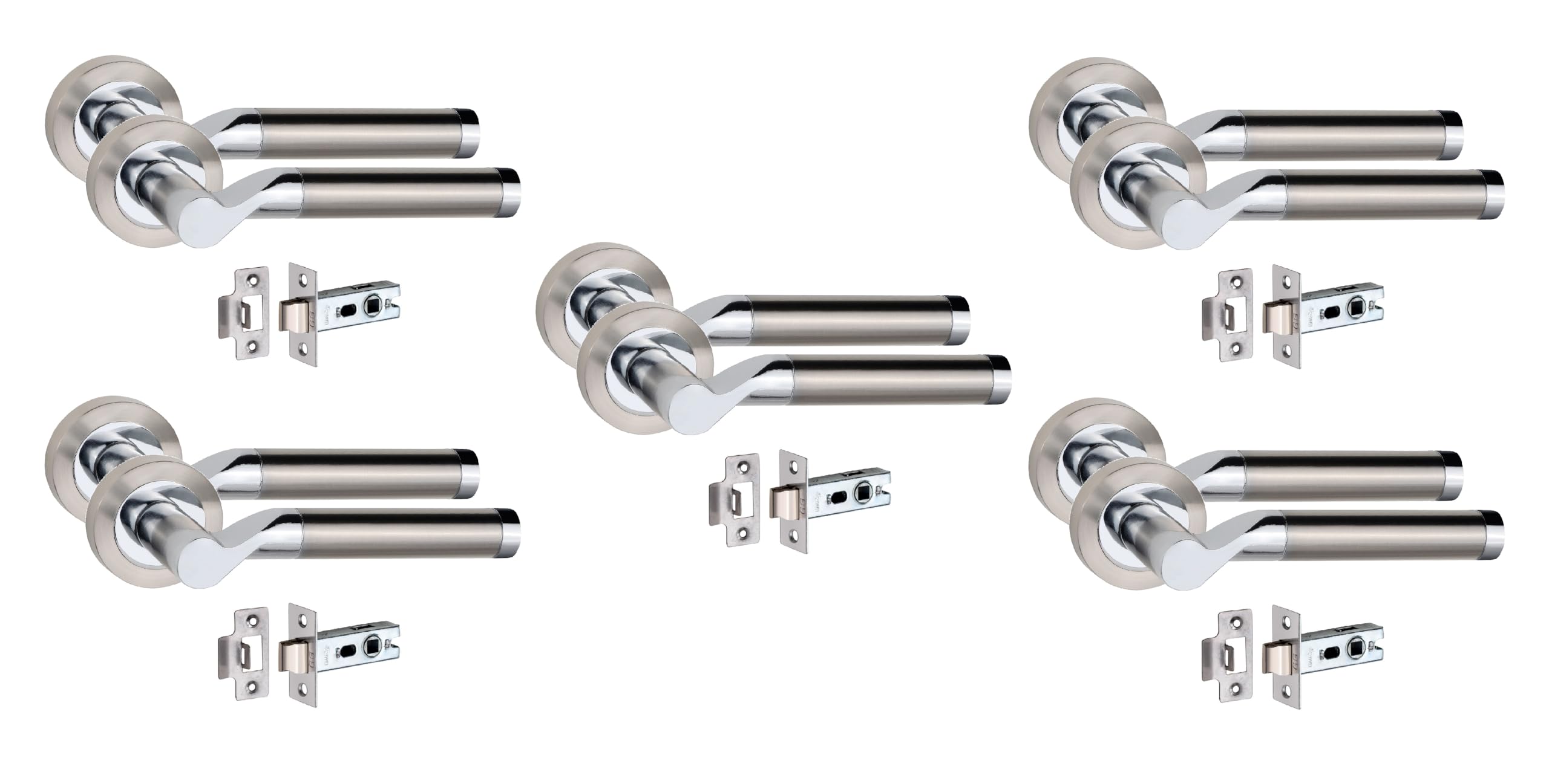 Golden Grace Titan Door Handles Duo Finish Satin Nickel Polished Chrome