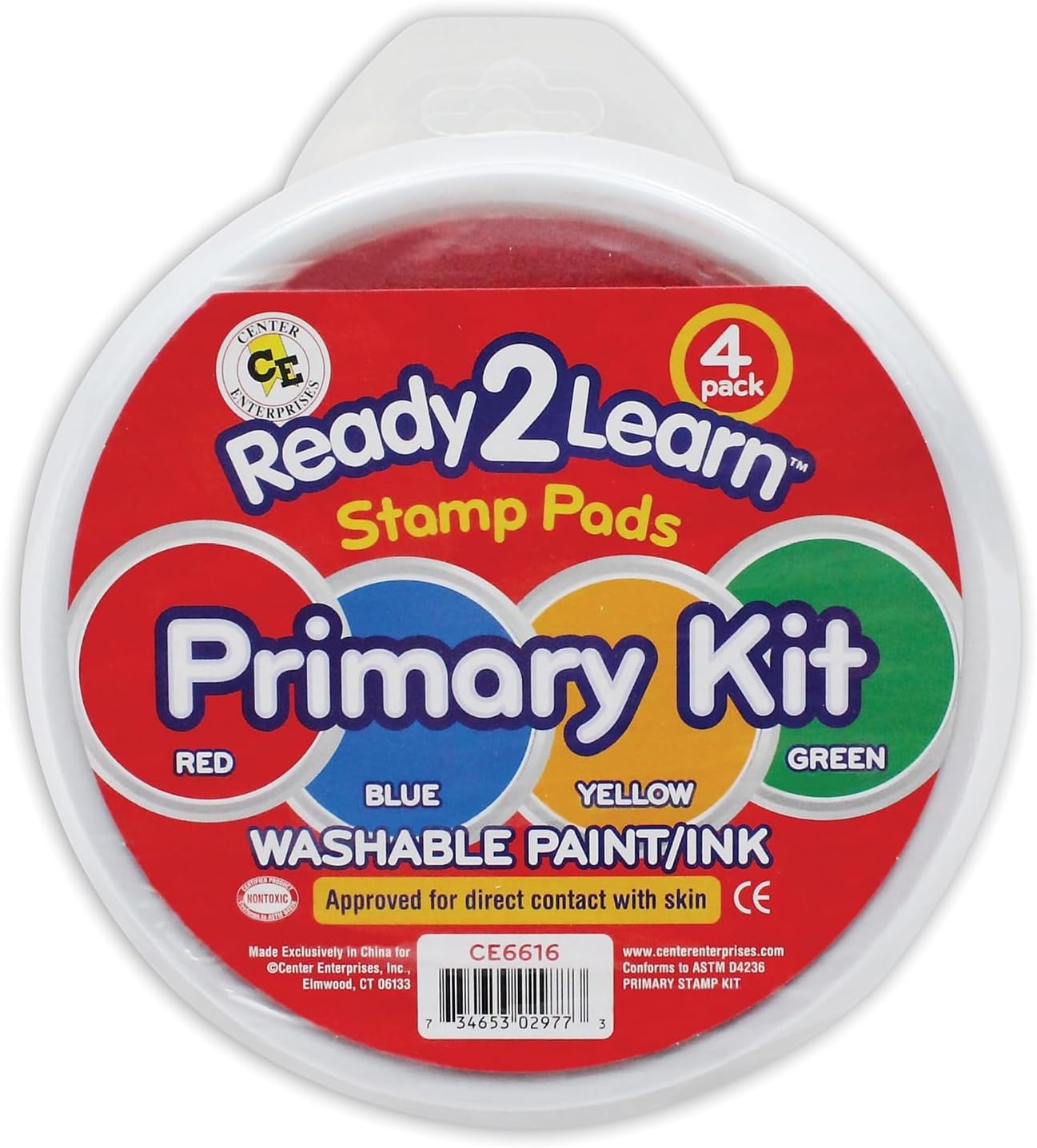 Center Enterprises Ready2Learn Washable paint/Ink Stamp Pads primary set of 4