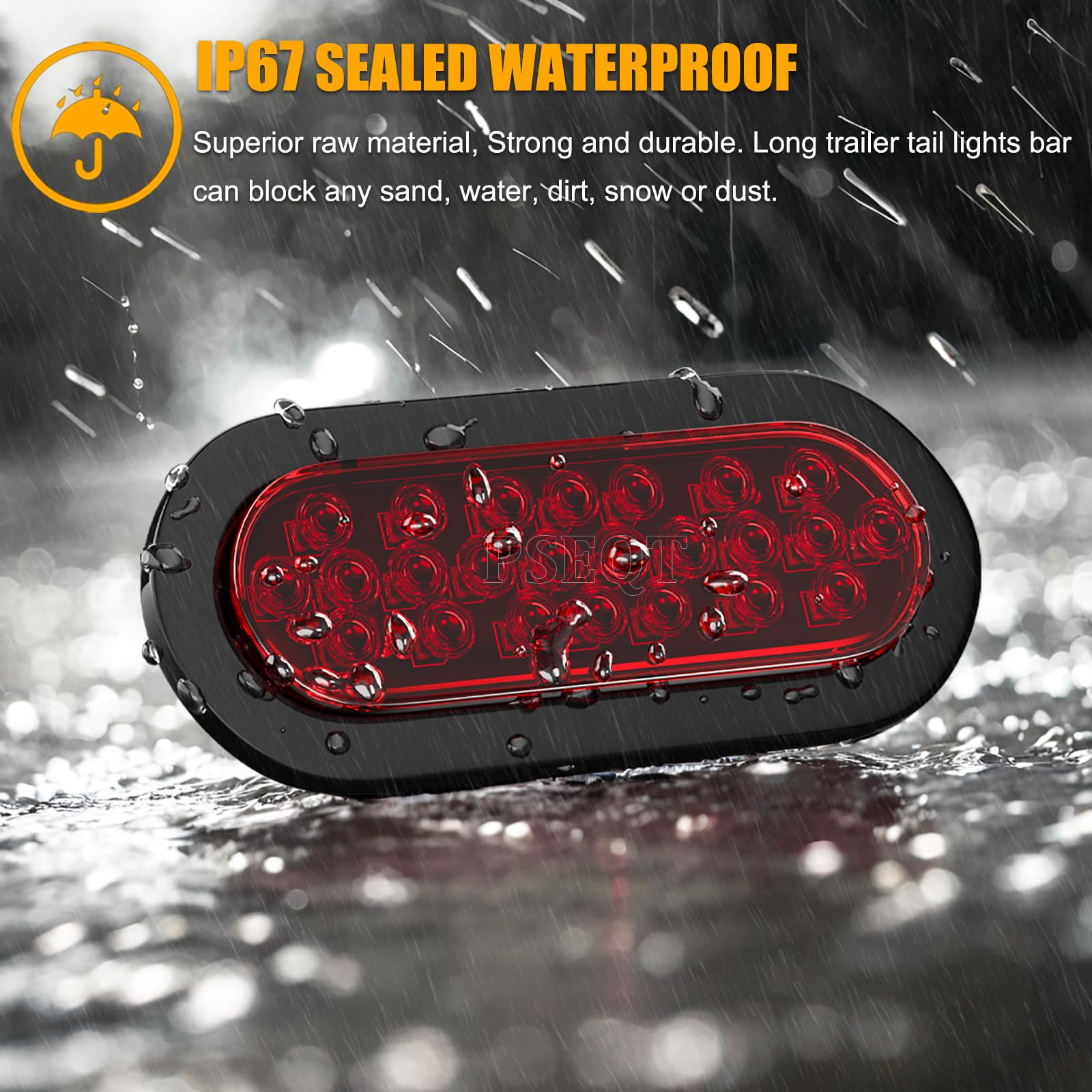2PCS 6" Red LED Trailer Tail Lights - 24LED Brake Stop Turn Marker Lights, IP67 Waterproof, Flush Mount