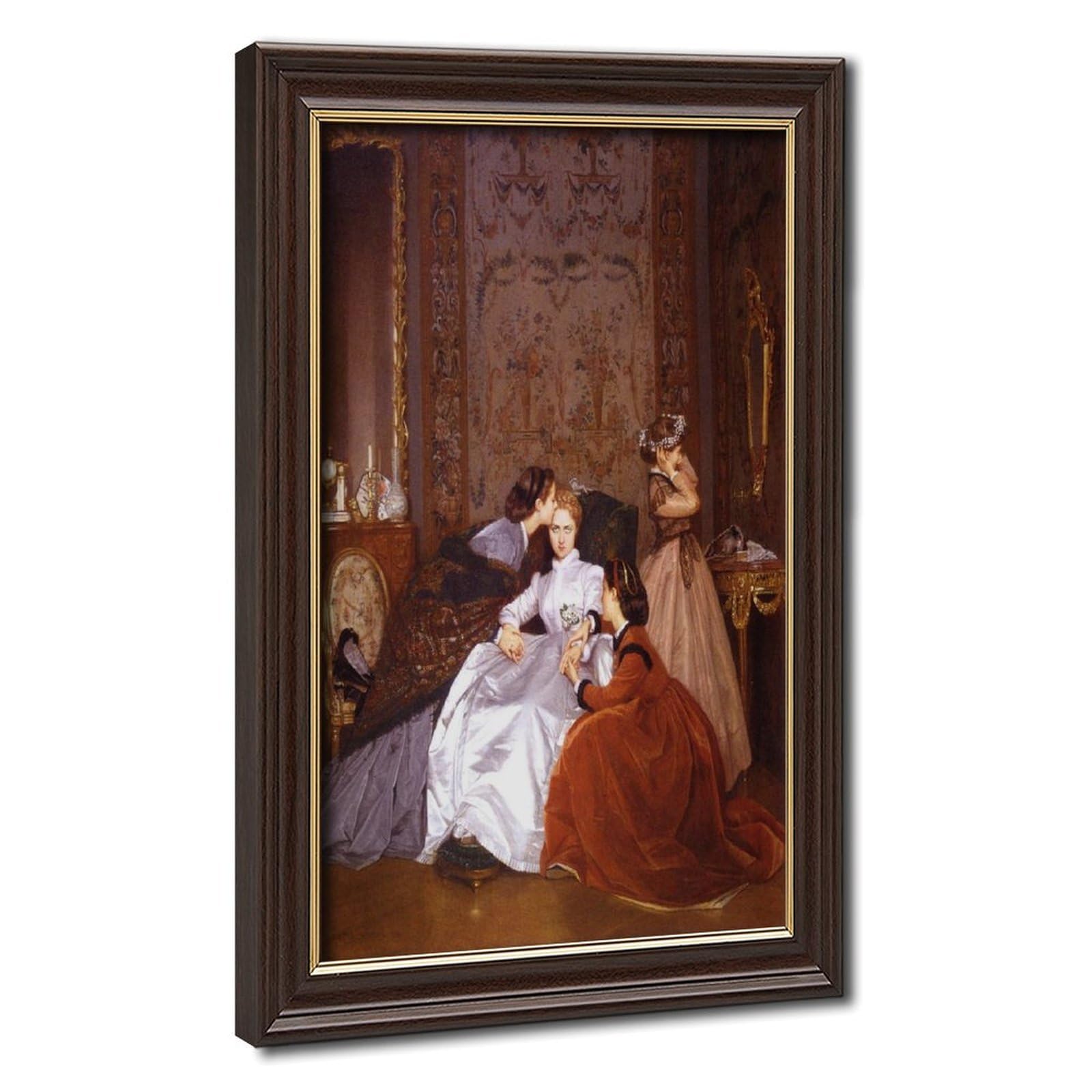 WCYB Auguste Toulmouche La Fiancée Hésitante The Reluctant Bride 1866 Posters Prints Canvas Deco Paintings Wall Art Hangable Frame 24" L X 36" W