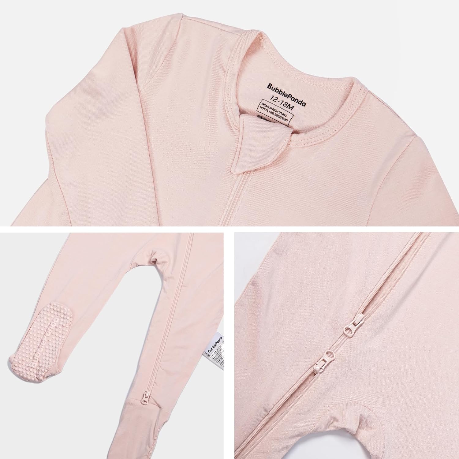 BubblePanda Rayon Made From Bamboo Baby Pajamas Baby Clothes for Boys Girls Unisex Zip-Front Non-Slip Onesie Sleeper - Image 6