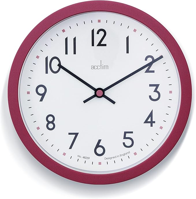 Acctim Elstow Small Kitchen Wall Clock Quartz Retro Style Clay 20cm