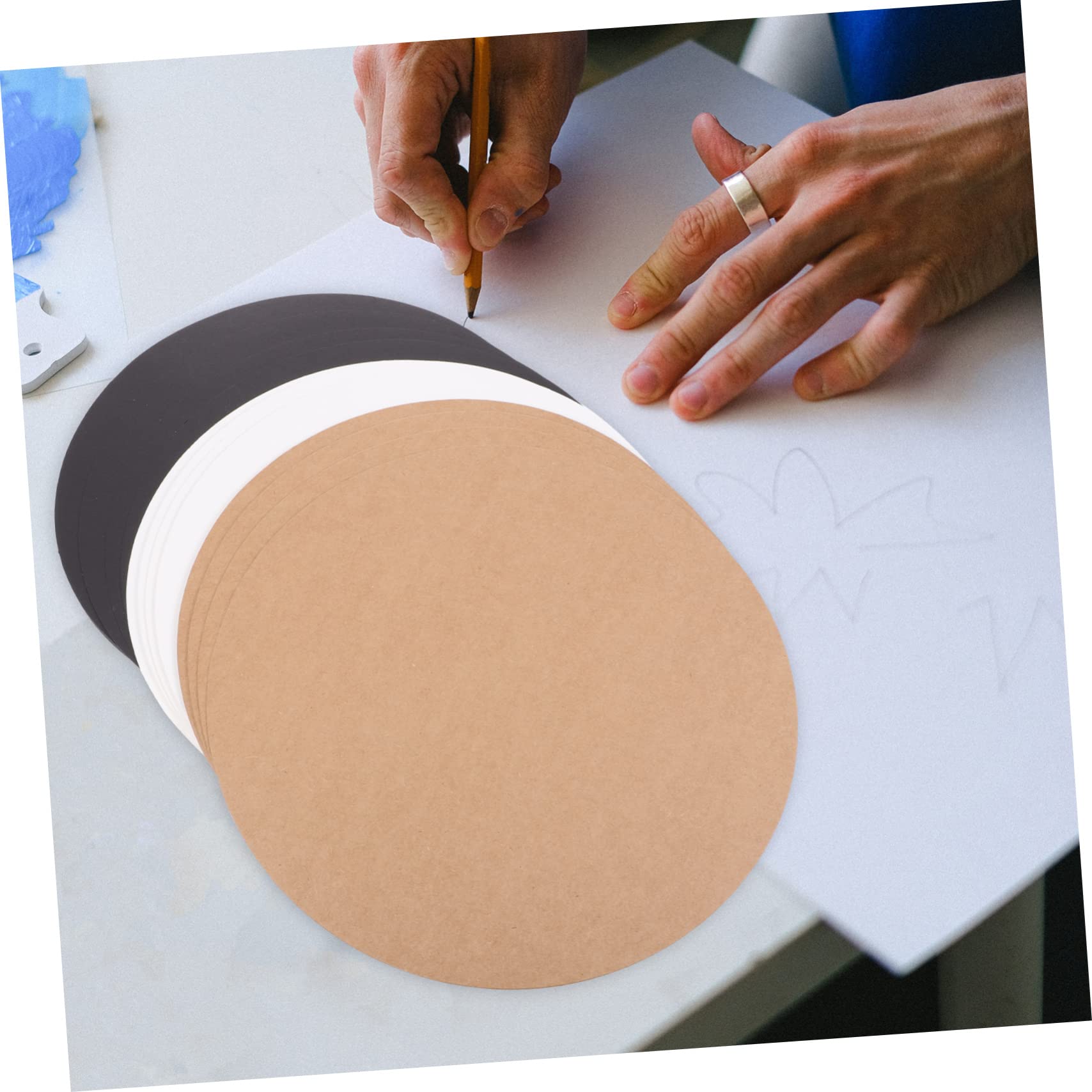 TEHAUX 60piezas Cartulinas Redondas De Cartón Kraft Unidades para Pintura Caligrafía Proyectos De Arte