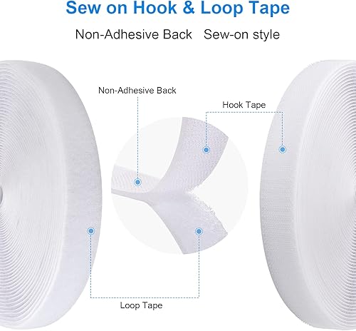 Miniatura 2 de Cinta de velcro para coser de 1 pulgada x 37 pies, tiras de nailon resistentes no adhesivas, cinta entrelazada no adhesiva, adecuada para la oficina