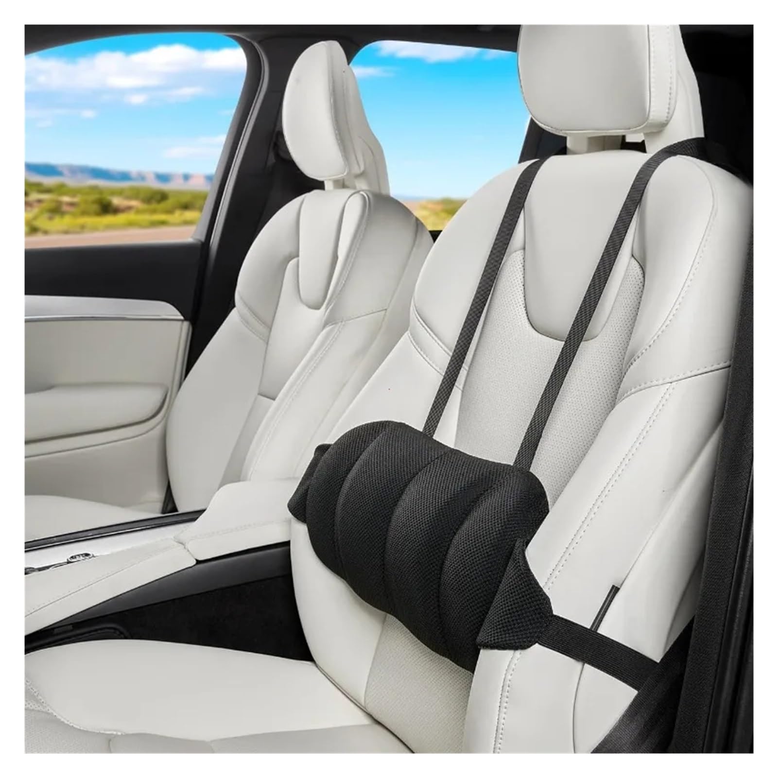 Cojín del asiento de coche ergonómico para viajes largos en color negro