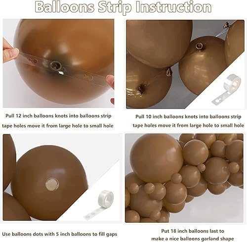 Miniatura 3 de Kit de arco de guirnalda de globos marrones de 18 pulgadas, 12 pulgadas, 10 pulgadas, 5 pulgadas, de diferentes tamaños, color café, caqui, marrón,