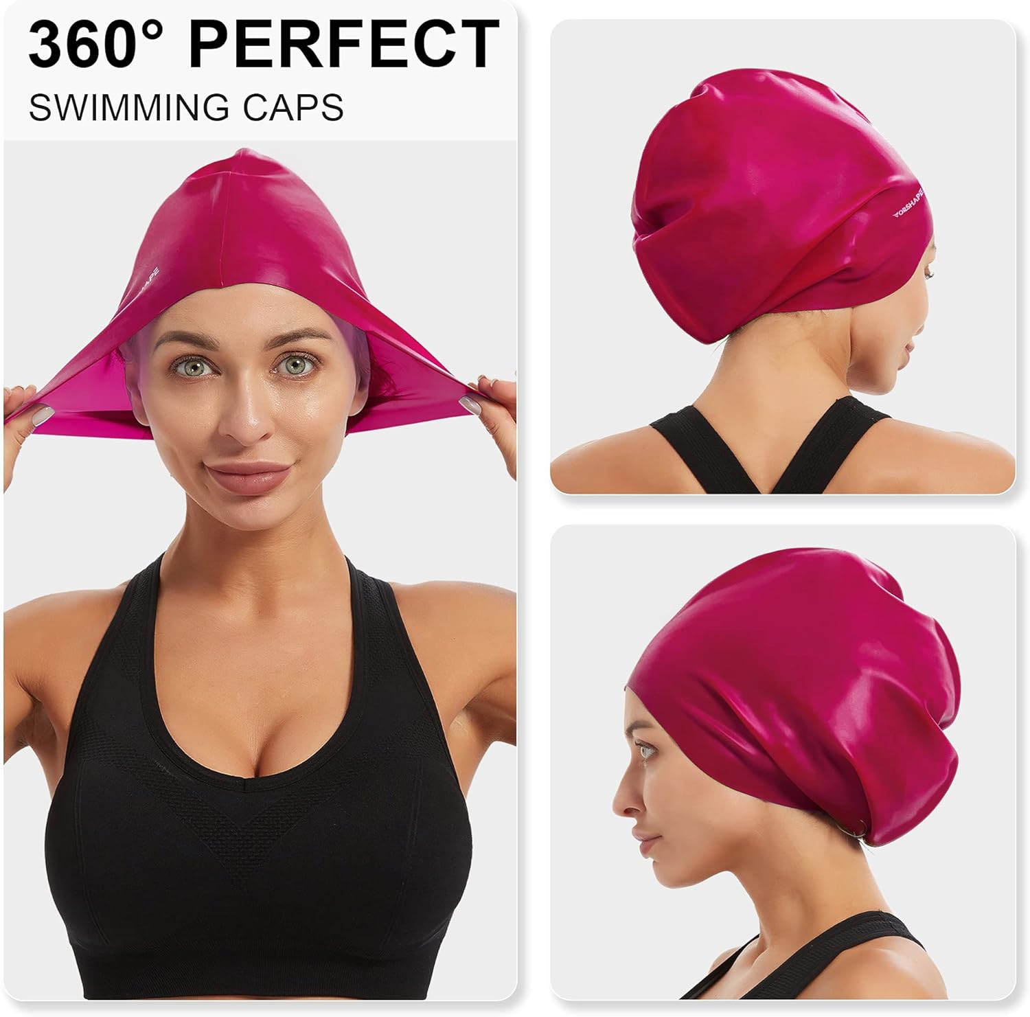 Vorshape Extra Large Swim Cap for Women and Men, Silicone Swimming Caps for Long Hair Thick Hair Braids and Dreadlocks Weaves Afros Keep Your Hair Dry, Fuchsia : Sports & Outdoors
