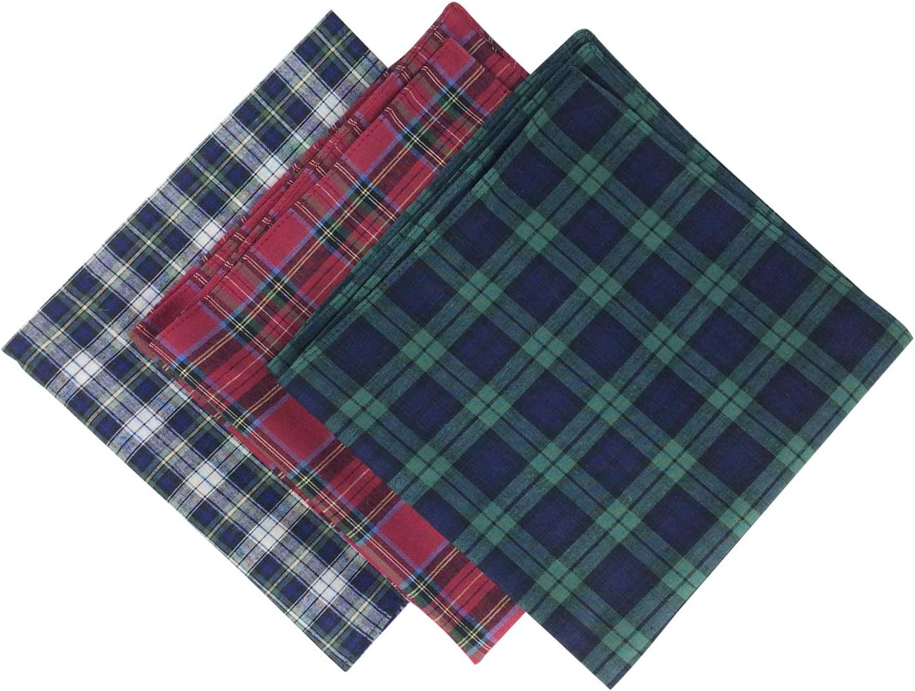 ETHO12 Pack Mens Check Tartan Print Handkerchiefs 100% Cotton, Multi, One Size