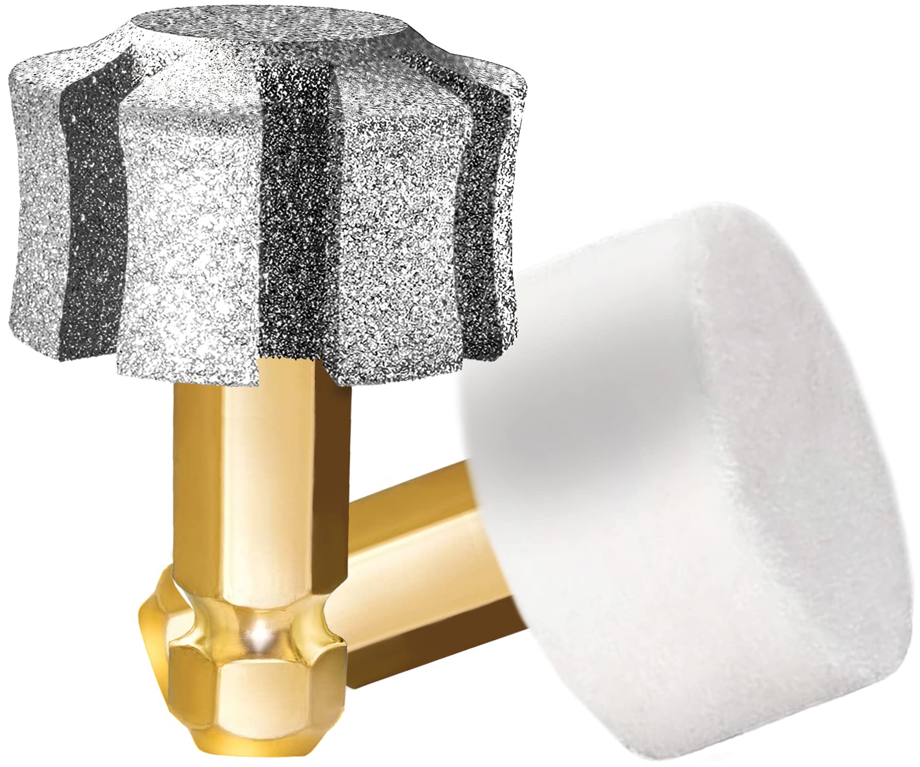 LENONG Cat Dog Nail Grinder Wheel Sawtooth Head & Pet Nail Polishing Wool Wheel, 2-in-1 Patented Diamond Dog Nail Grinder Bits for Cat Dog Claw Grooming - 2P 400# 180#