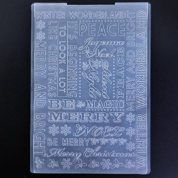 Kwellam Words Winter Wonderland Merry and Bright Background Plastic Embossing Folders for Card Making Scrapbooking and Other Paper Crafts 3100810